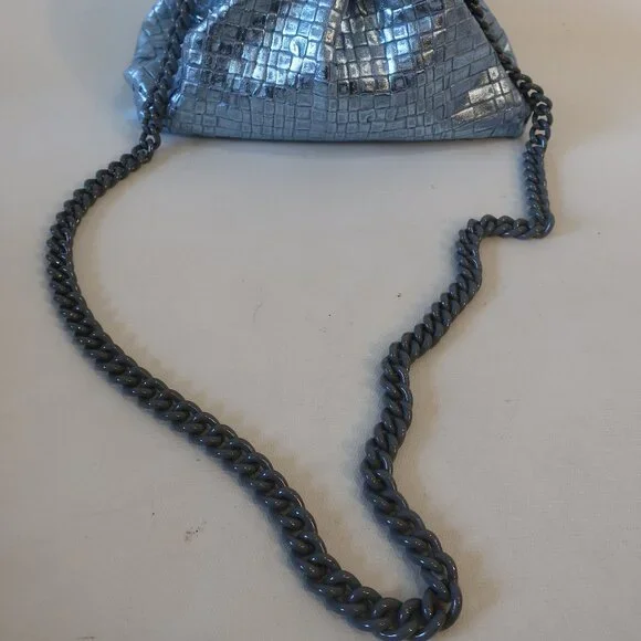 NWT Womens Maria La Rosa Mini Game Woven Sky Blue Laminated Clutch Handbag - Picture 7 of 11